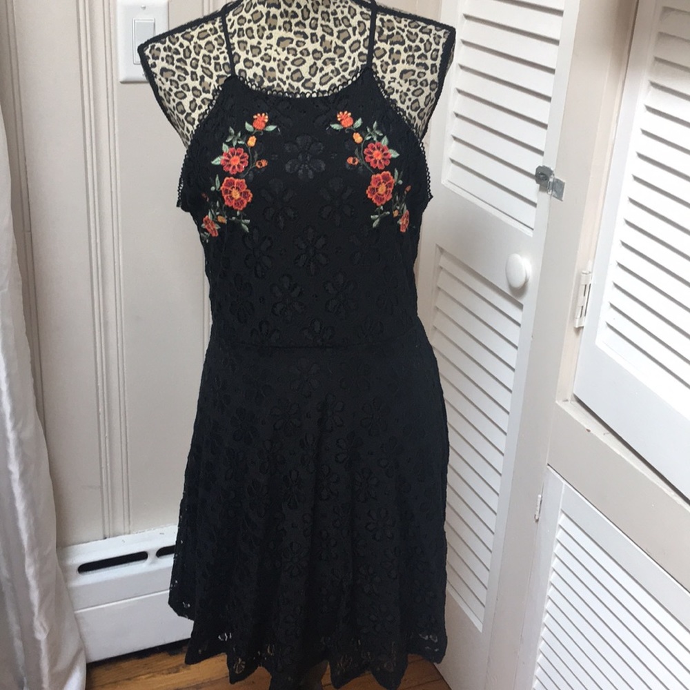 Black floral embroidered.
